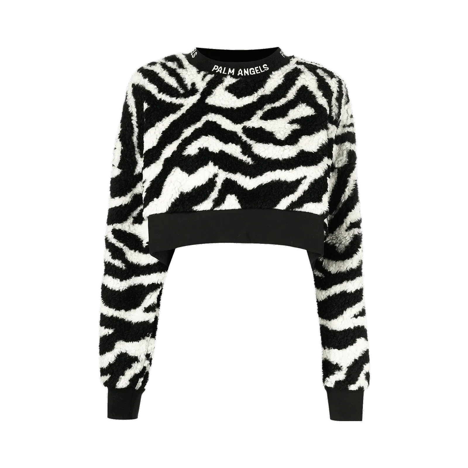 Palm Angels Zebra Print Cropped Crew "Black/White"