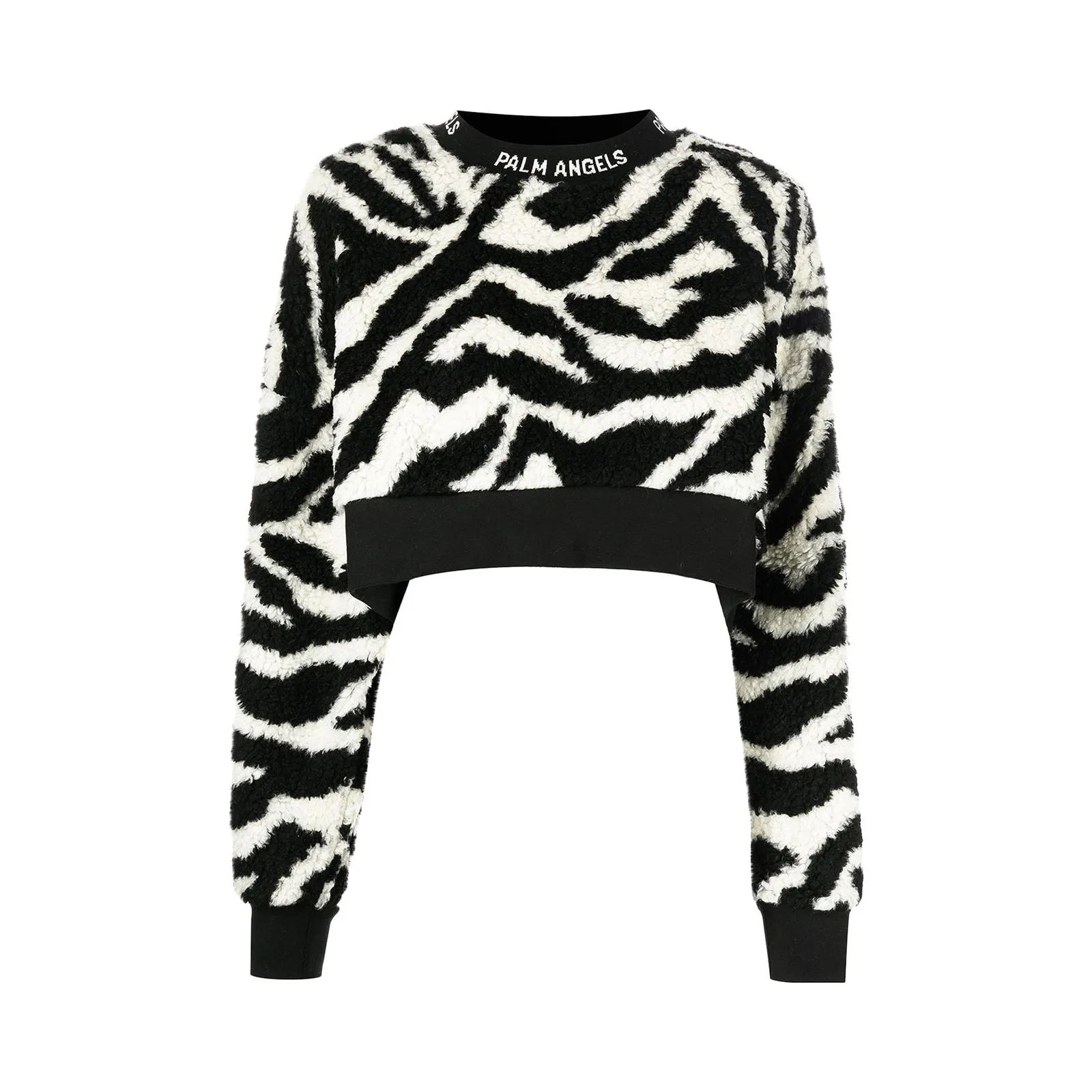 Palm Angels Zebra Print Cropped Crew "Black/White"