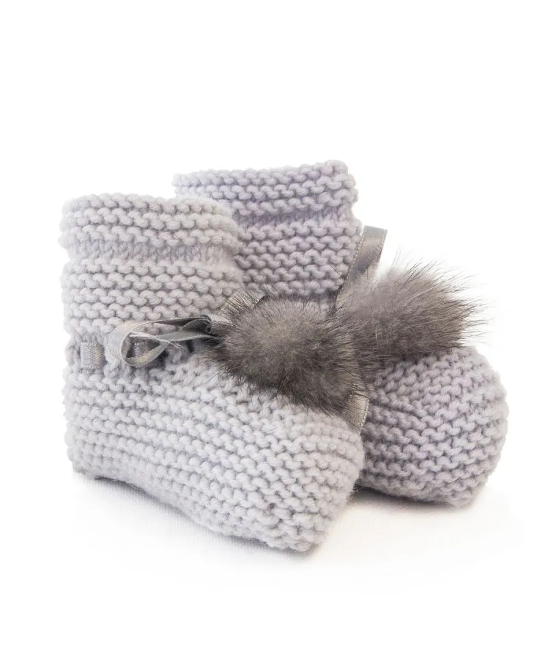Patucos Bebe RO INFANTIL Punto Gris Pompon
