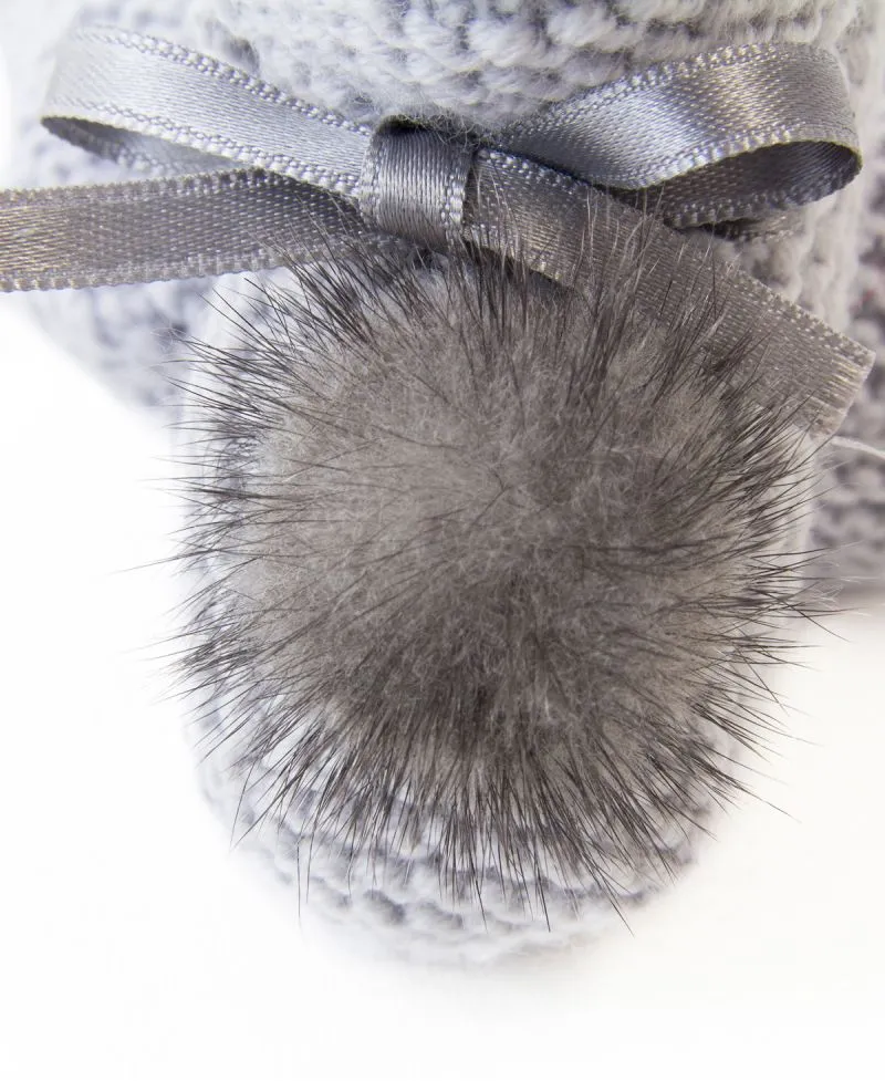 Patucos Bebe RO INFANTIL Punto Gris Pompon