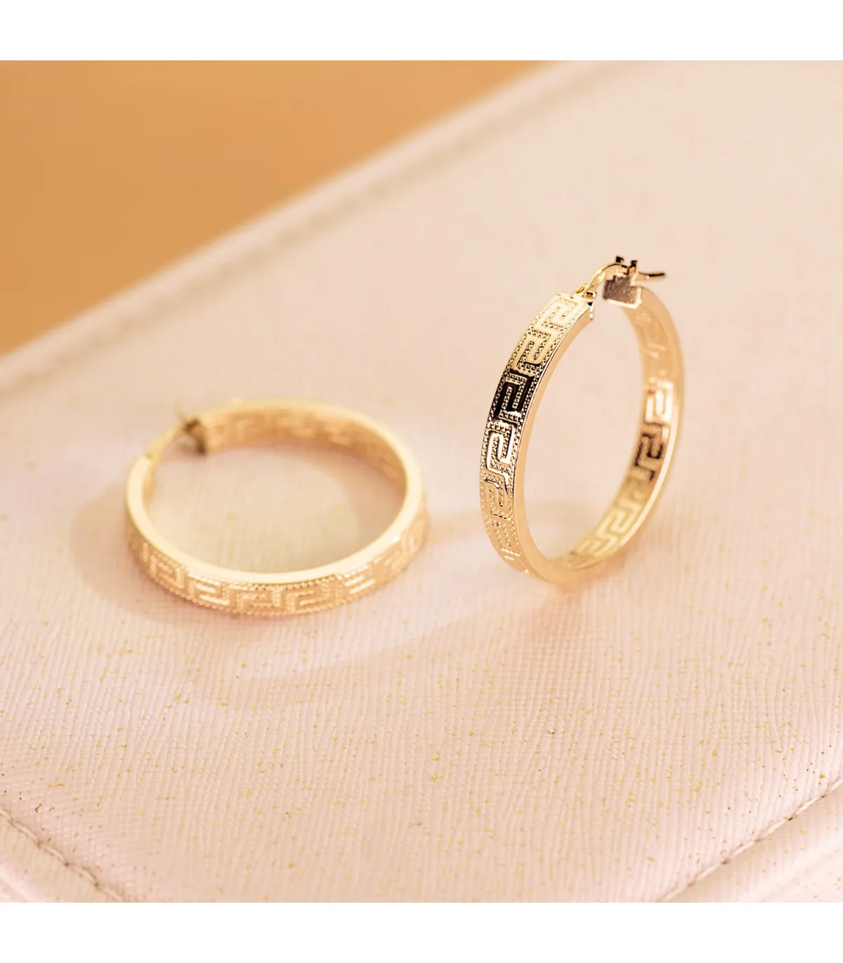 Pendientes Aros Oro 9K 28 mm Greca