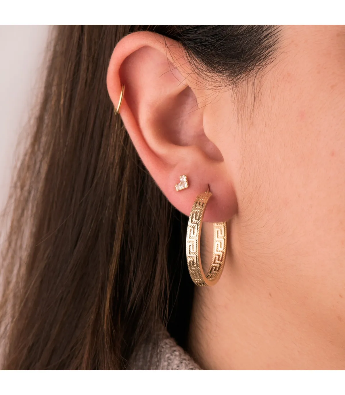 Pendientes Aros Oro 9K 28 mm Greca