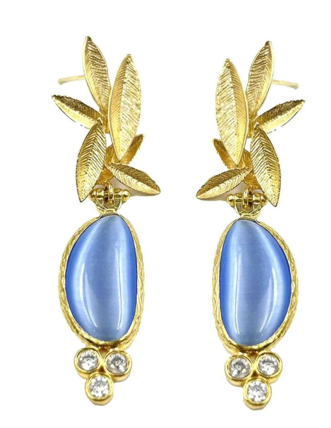 PENDIENTES BODA AZULES Y DORADOS MUY BONITOS CON CIRCONITAS