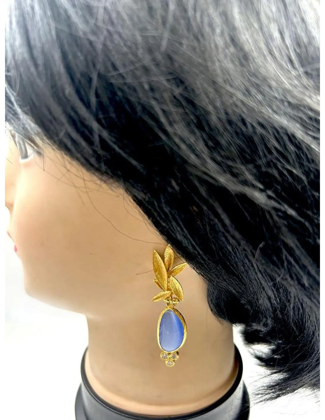PENDIENTES BODA AZULES Y DORADOS MUY BONITOS CON CIRCONITAS