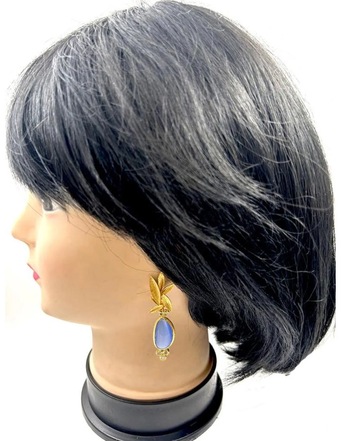 PENDIENTES BODA AZULES Y DORADOS MUY BONITOS CON CIRCONITAS