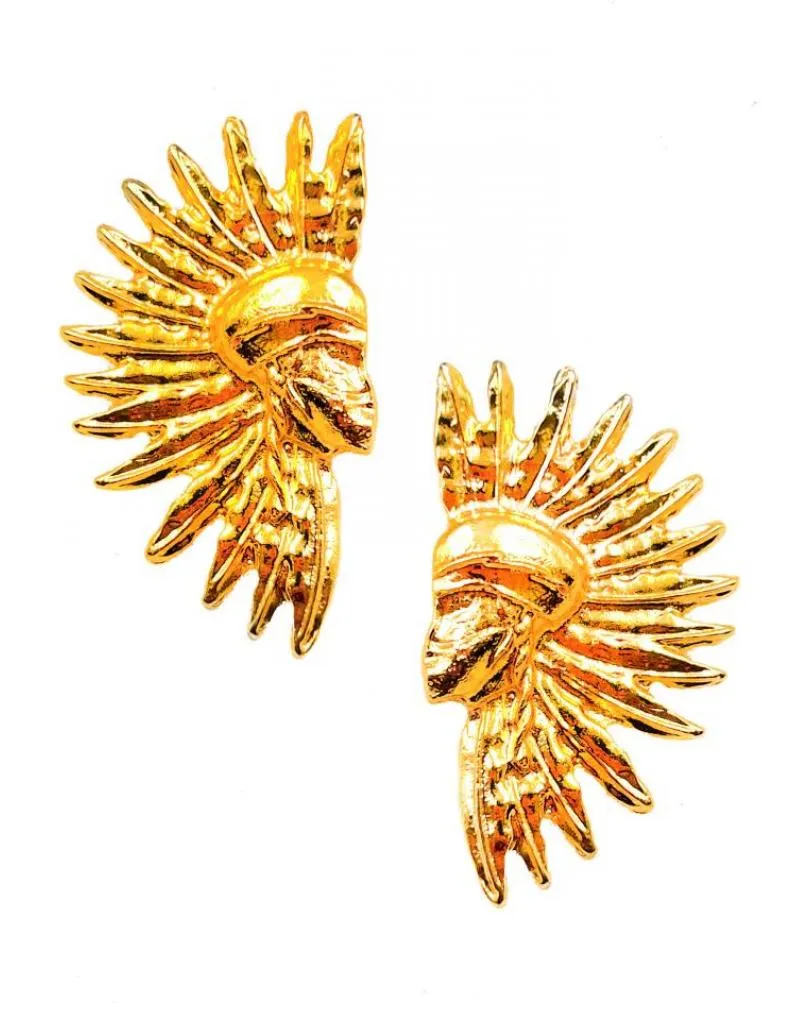 PENDIENTES DORADOS ORIGINALES CON FIGURA DE CABEZA TRIBAL