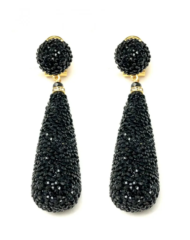 PENDIENTES LARGOS LAGRIMA NEGRA MUJER MADRID