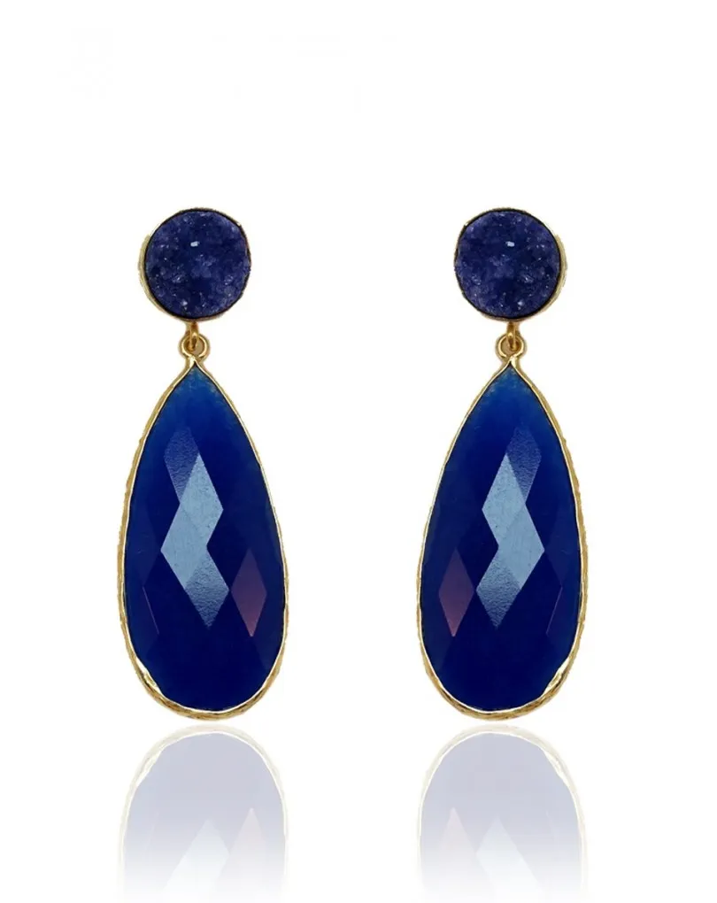 PENDIENTES MUJER AZULONES CON PIEDRAS NATURALES