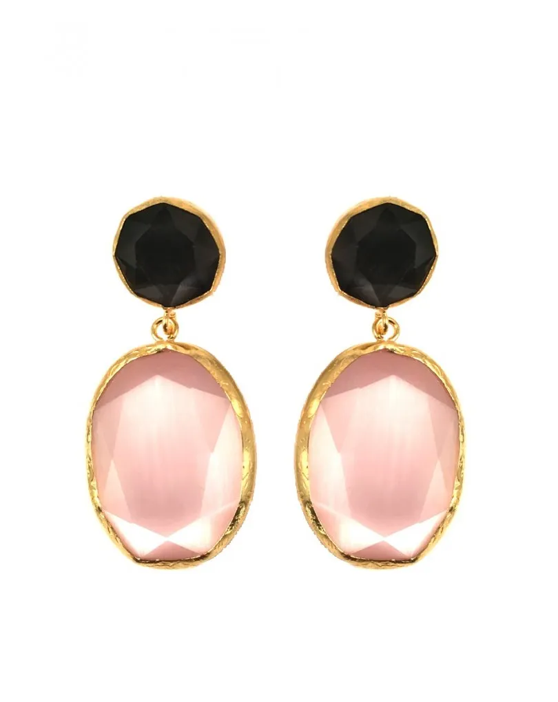 PENDIENTES ORIGINALES DE PIEDRA NATURAL COLOR ROSA PALO