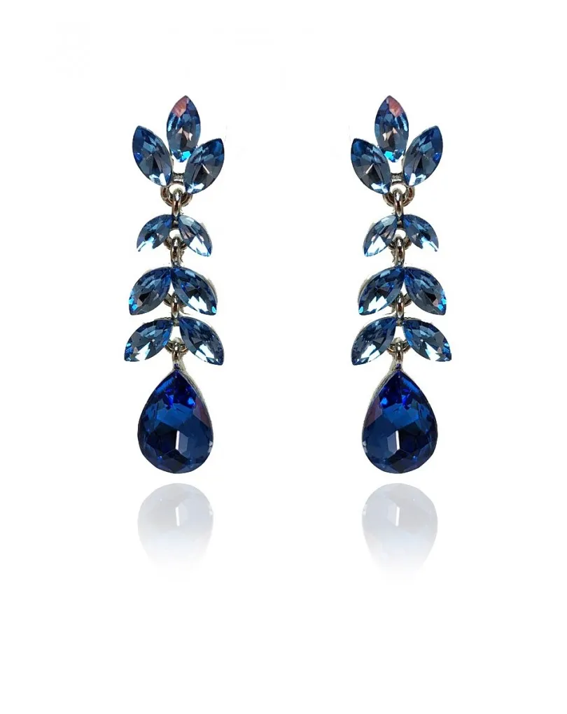PENDIENTES PARA MUJER AZULES FORMANDO UNA PEQUEÑA CASCADA