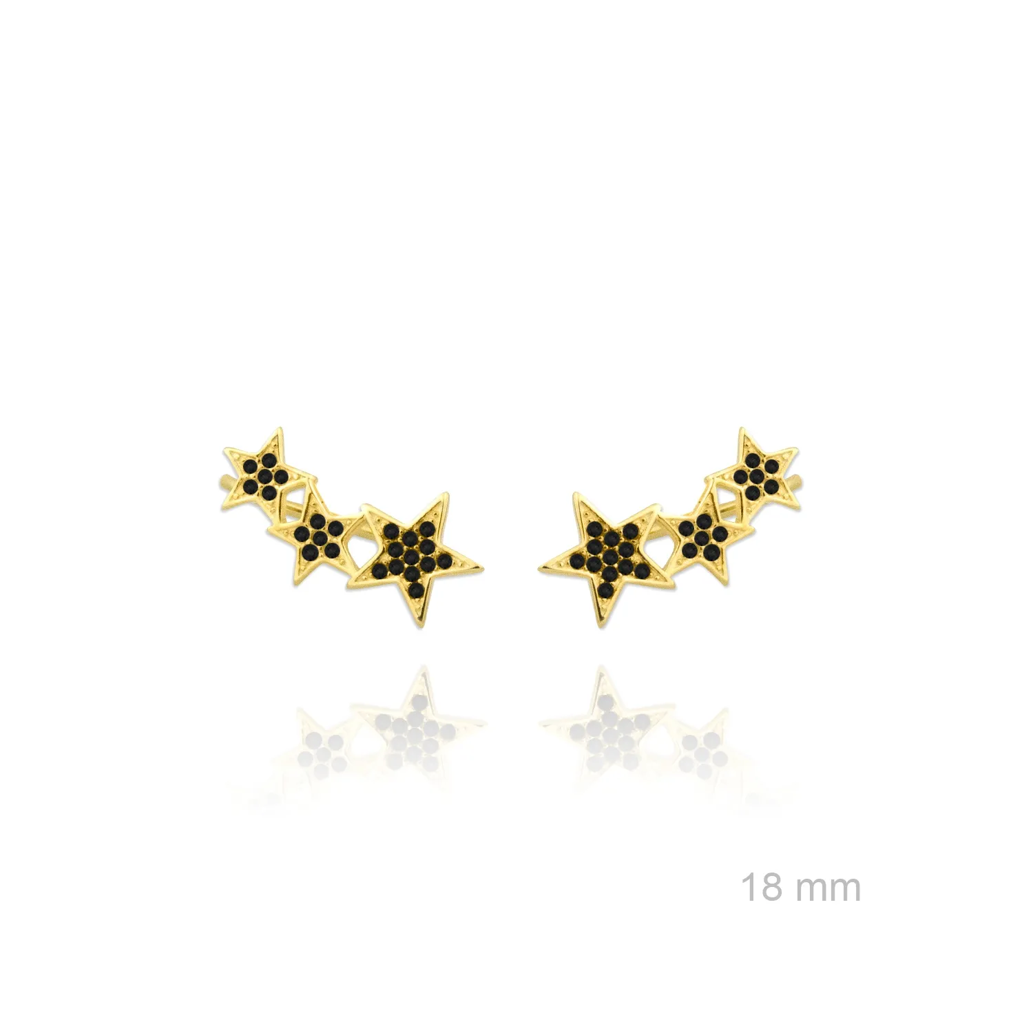 Pendientes Plata chapada con Estrellas y circonitas negras