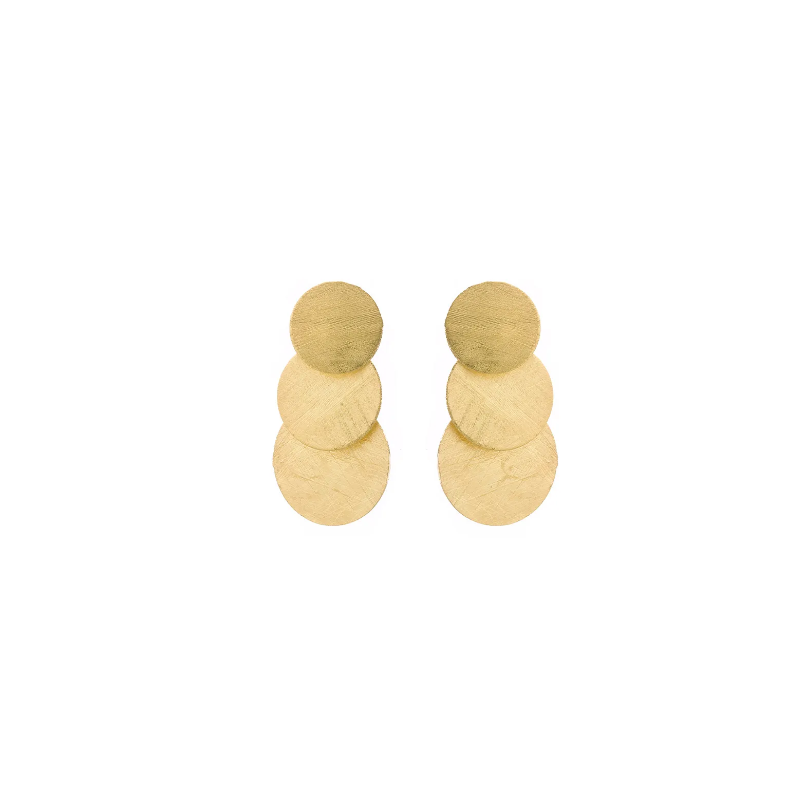 PENDIENTES PLATA CHAPADO DORADO SATINADO TRES CIRCULOS