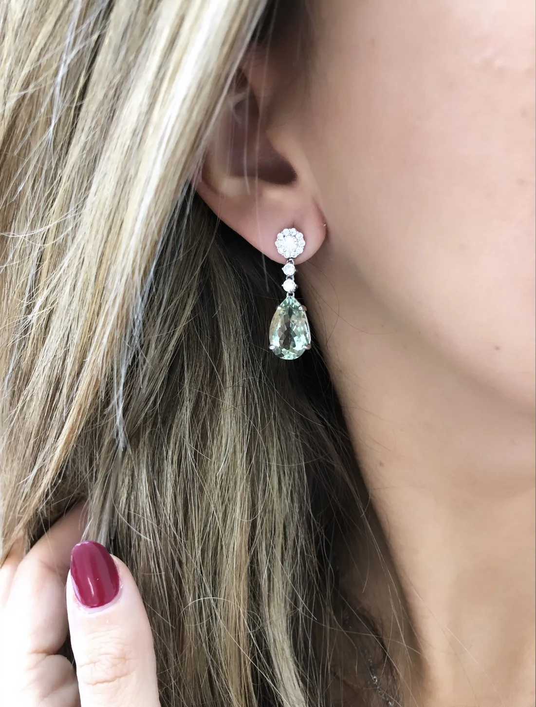 Pendientes Plata con Circonitas y Prasiolita
