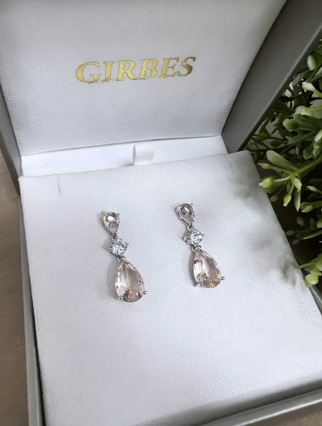 Pendientes Plata con Morganita Hidrotermal y circonita
