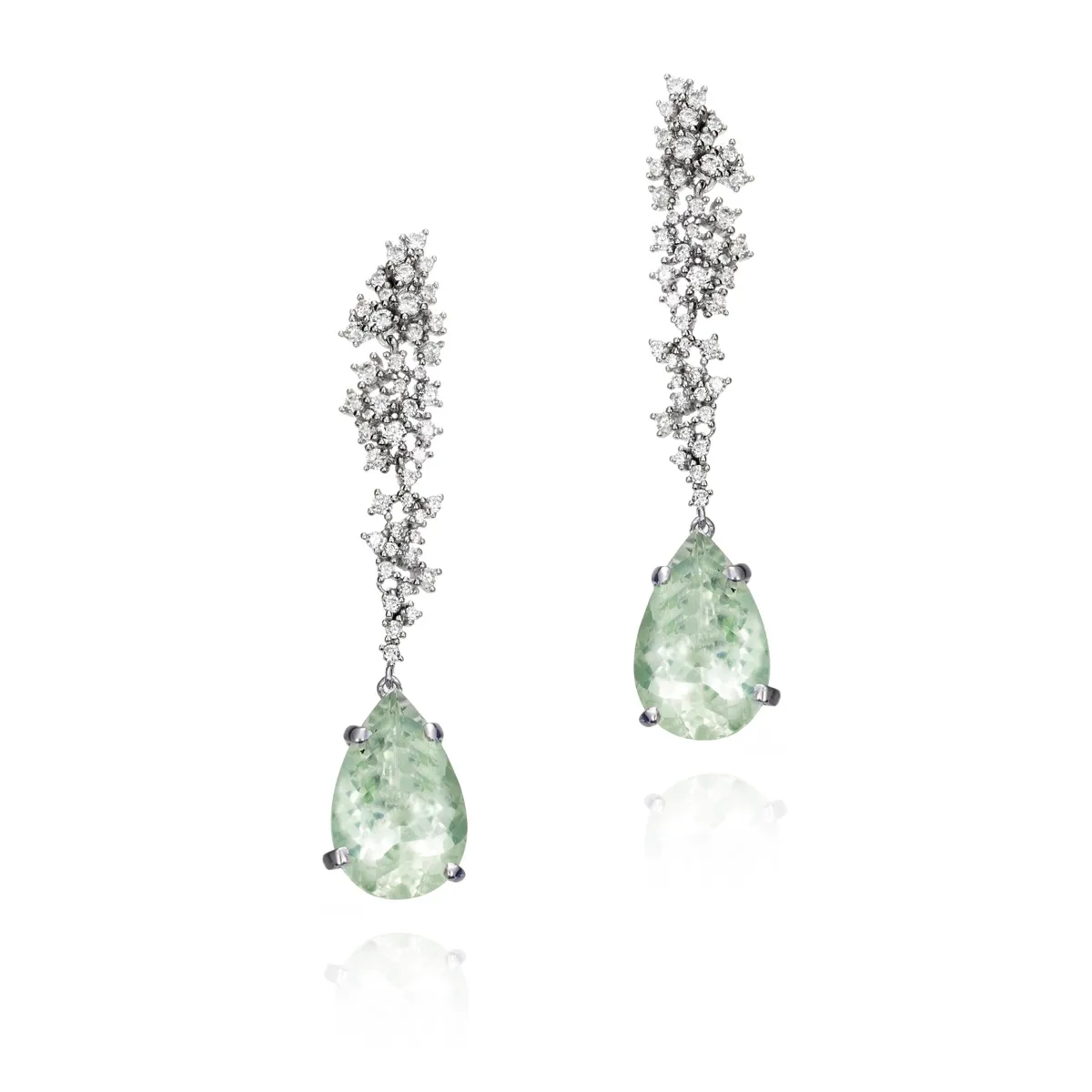 ***Pendientes Plata con Prasiolita y Circonitas