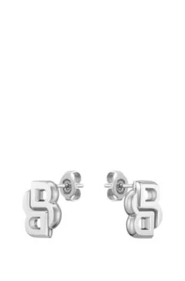 Pendientes plateados con monograma Double B
