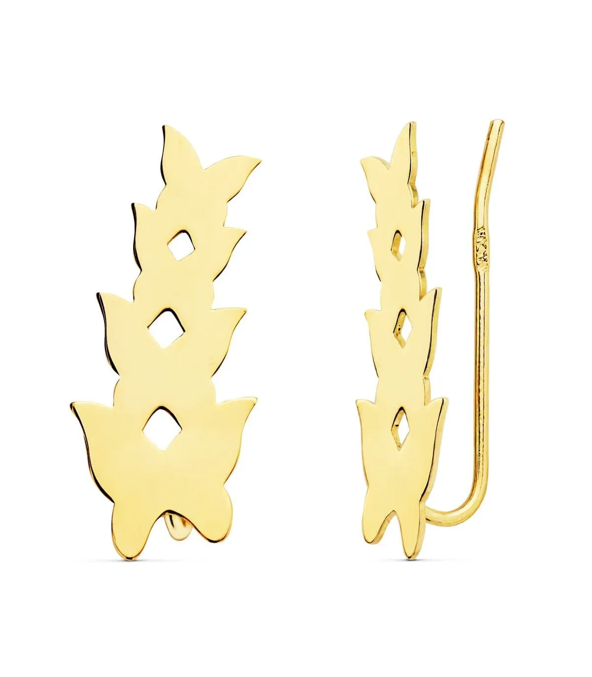 Pendientes Trepadores Oro 18K Cuatro Mariposas