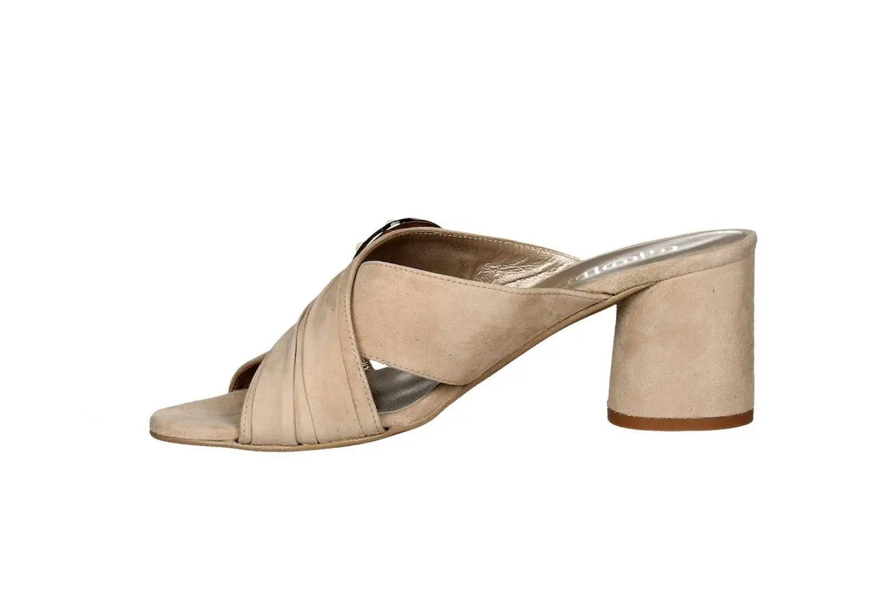 Pinky Ante Taupe Cruzado Hebilla Lateral Oro/perlas