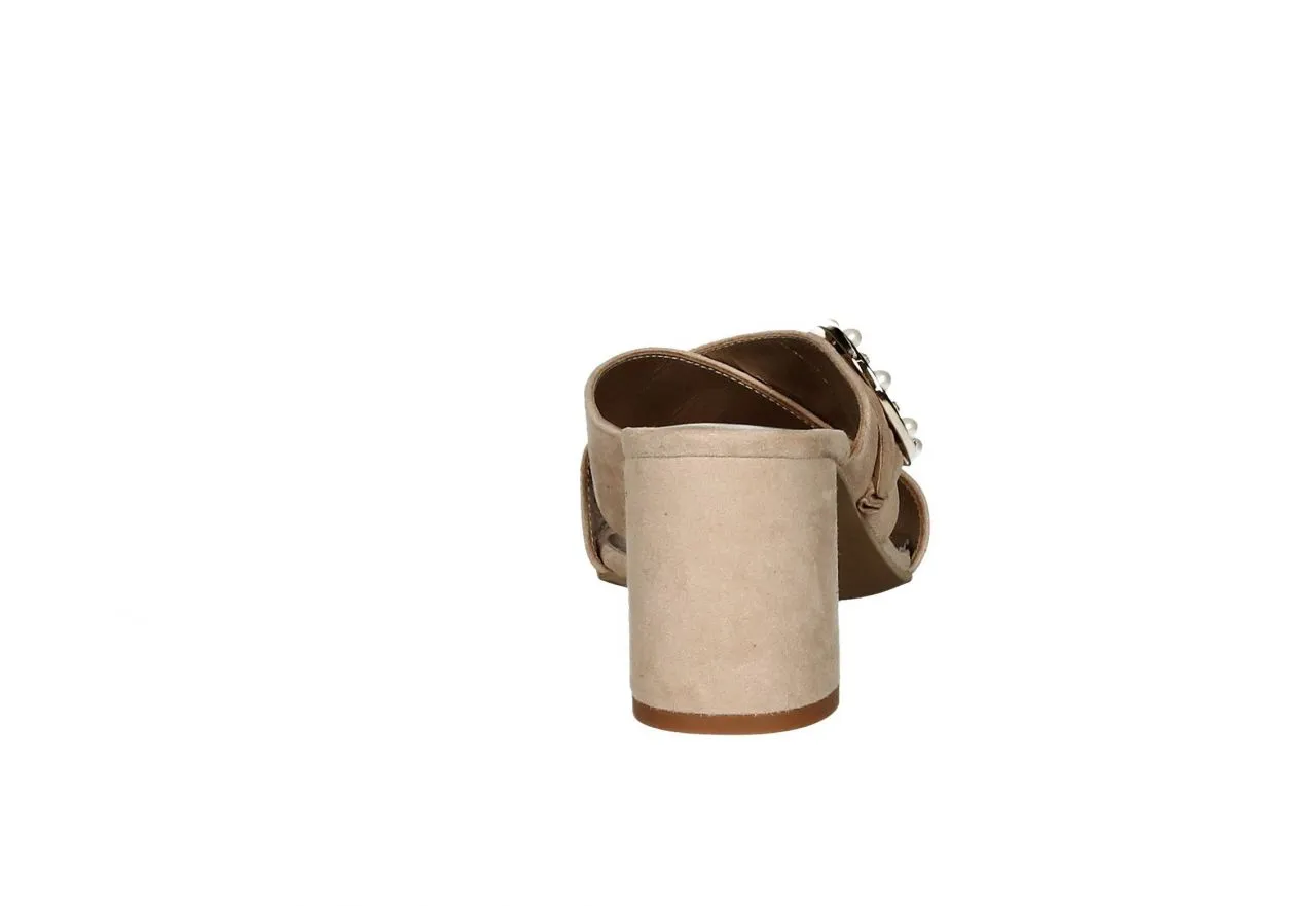 Pinky Ante Taupe Cruzado Hebilla Lateral Oro/perlas