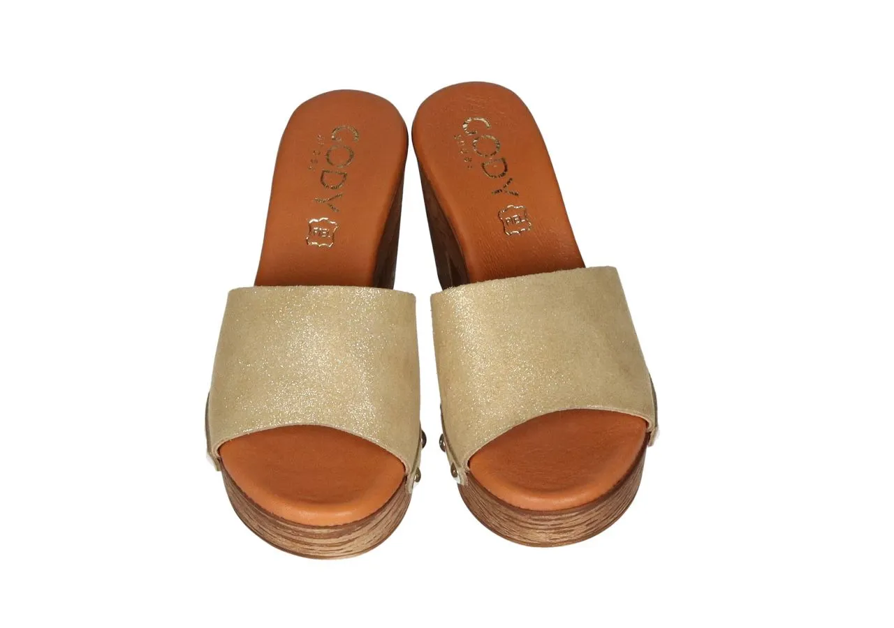 Pinky Nobuck Oro Lateral Tachas Tacon Alto