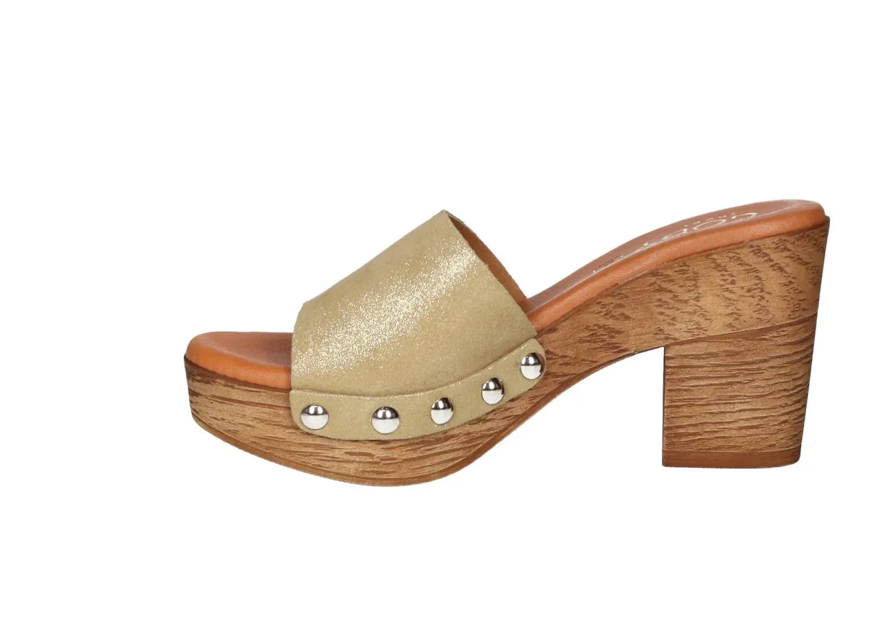 Pinky Nobuck Oro Lateral Tachas Tacon Alto