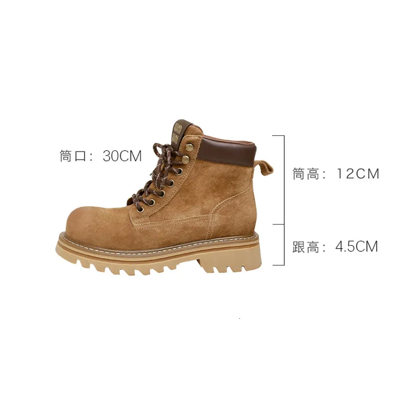 Real Leather Martin for Women 2024 Autumn New Style Soled Lace Soled Showking Outdoor Anti Slipwear Boots Short, botas amarillas