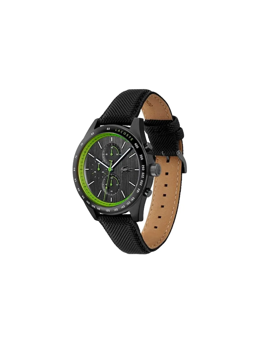 Reloj Lacoste cronógrafo. Caja de acero inoxidable 44mm pavonada en negro