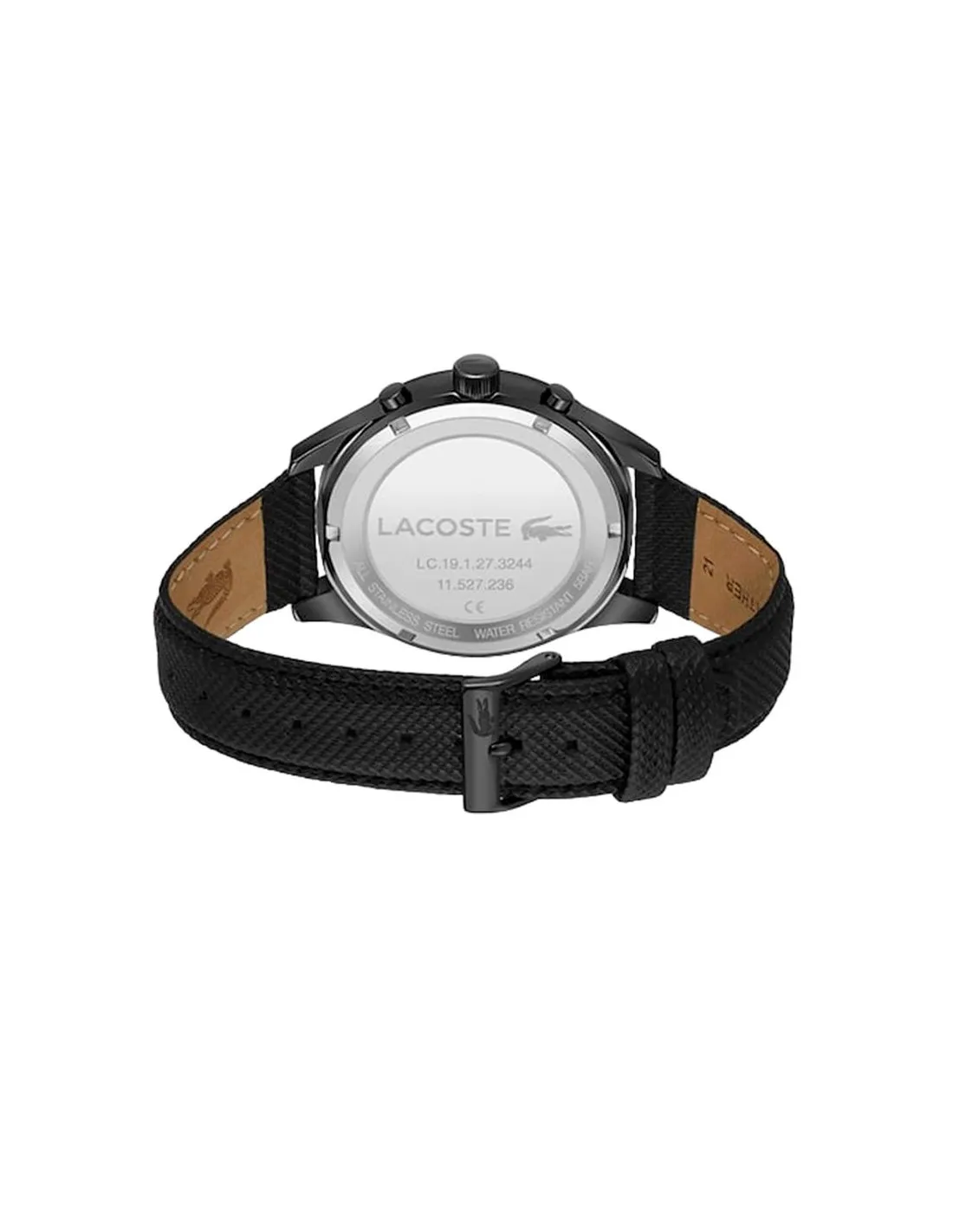 Reloj Lacoste cronógrafo. Caja de acero inoxidable 44mm pavonada en negro