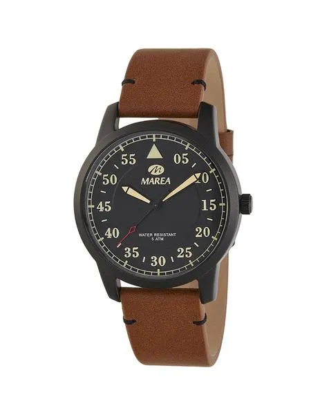 reloj marea trendy aviator black and brown