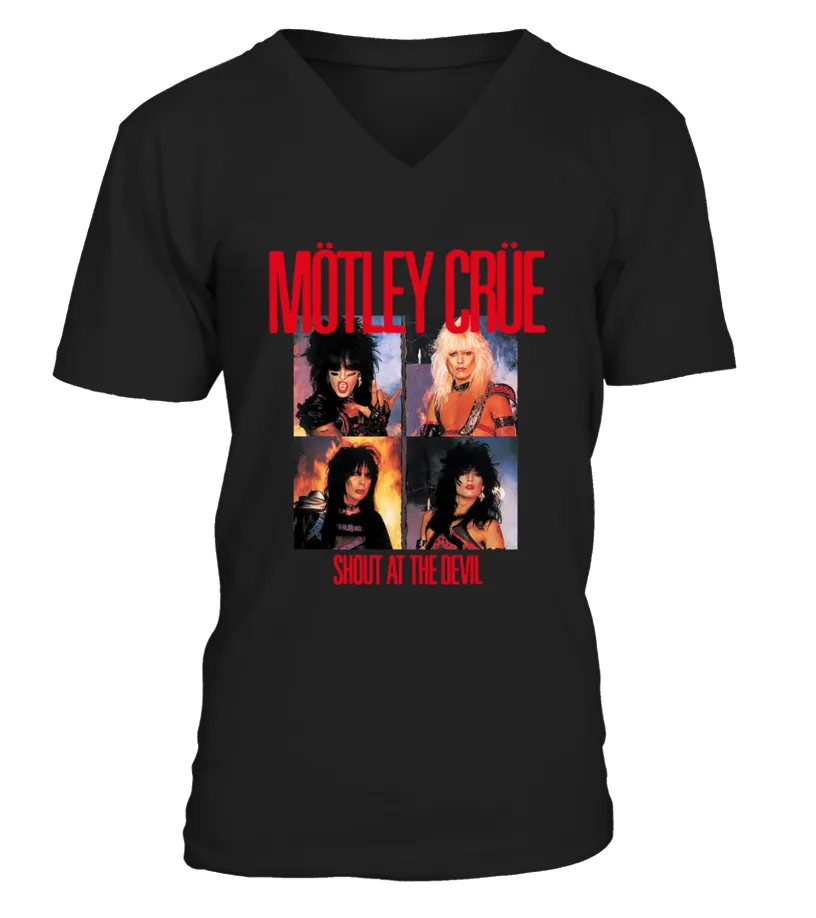 RK80S614BK. MöTLEY CRüE  SHOUT AT THE DEVIL CAMISETA CUELLO EN V UNISEX