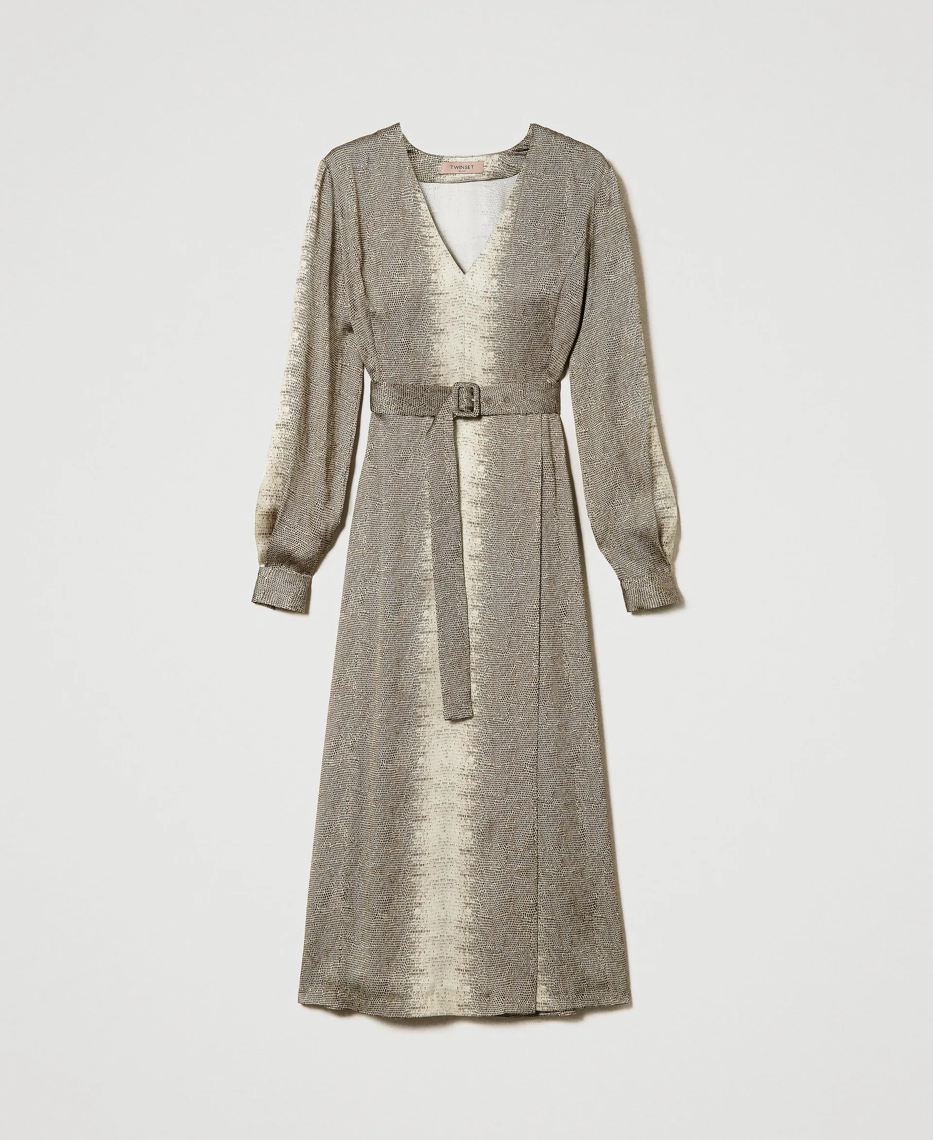 Robe longue en satin avec imprimé lézard