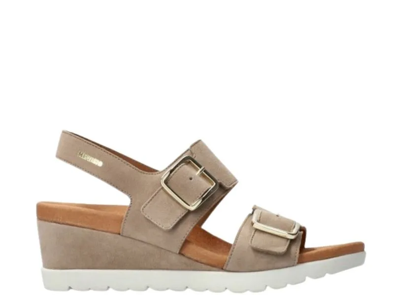 SANDALIA DE CUÑA CON VELCRO YSABEL MEPHISTO EN COLOR BEIGE