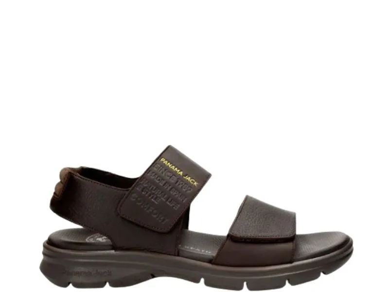 SANDALIA DE PIEL CON VELCRO RUSELL PANAMA JACK EN COLOR MARRÓN