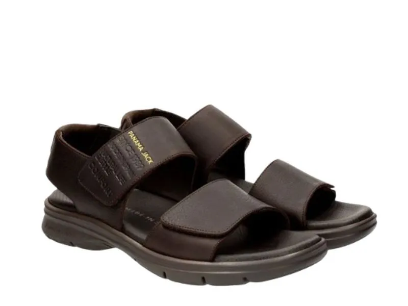 SANDALIA DE PIEL CON VELCRO RUSELL PANAMA JACK EN COLOR MARRÓN