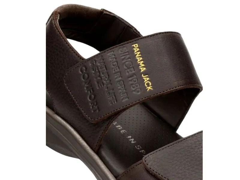 SANDALIA DE PIEL CON VELCRO RUSELL PANAMA JACK EN COLOR MARRÓN