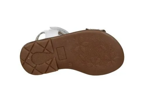 Sandalia Piel Blanca Velcro t Calados Pala y Brillantes