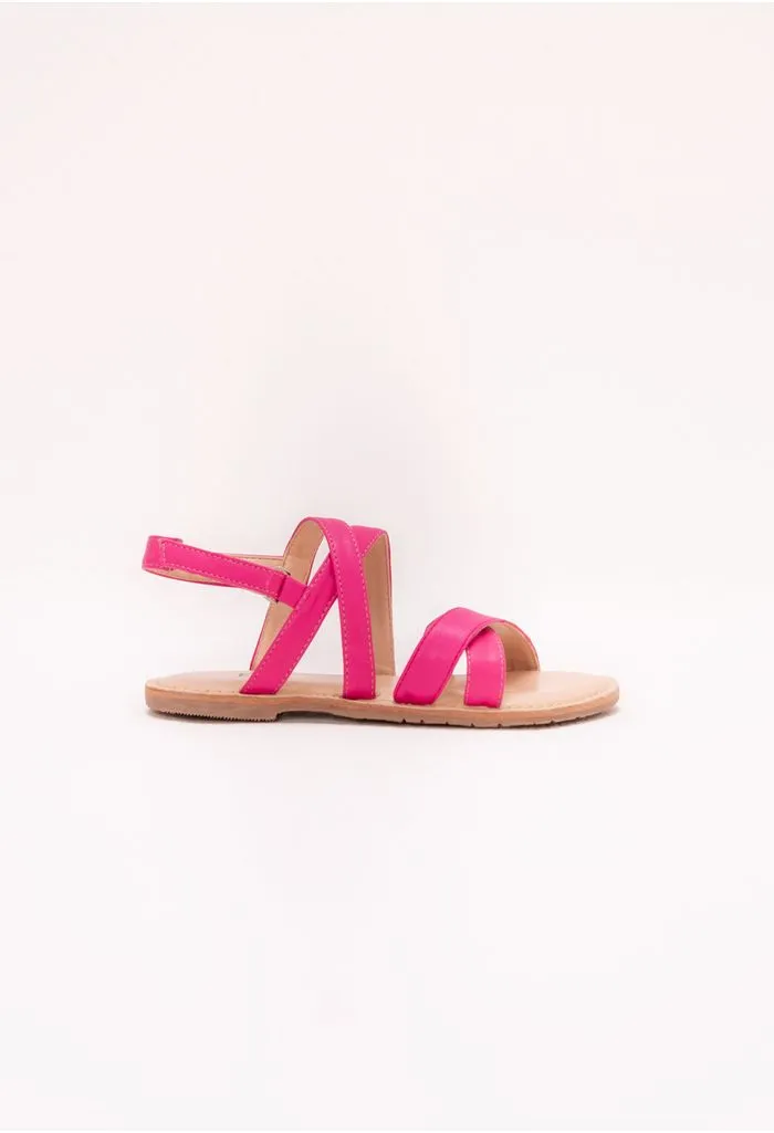 Sandalia plana color con velcro