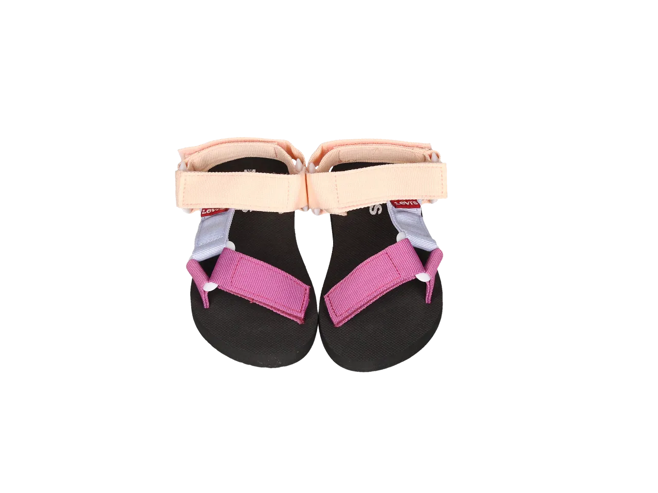 Sandalia Velcro Textil Tres Tiras Multicolor Piso Negro