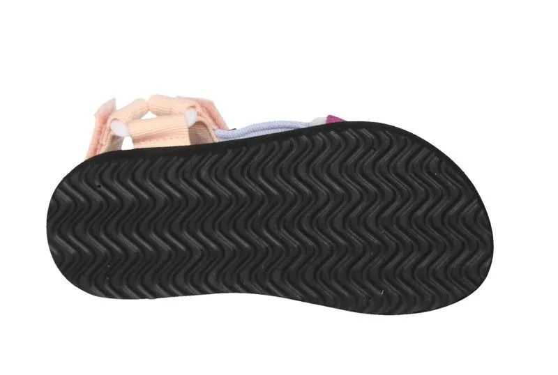 Sandalia Velcro Textil Tres Tiras Multicolor Piso Negro