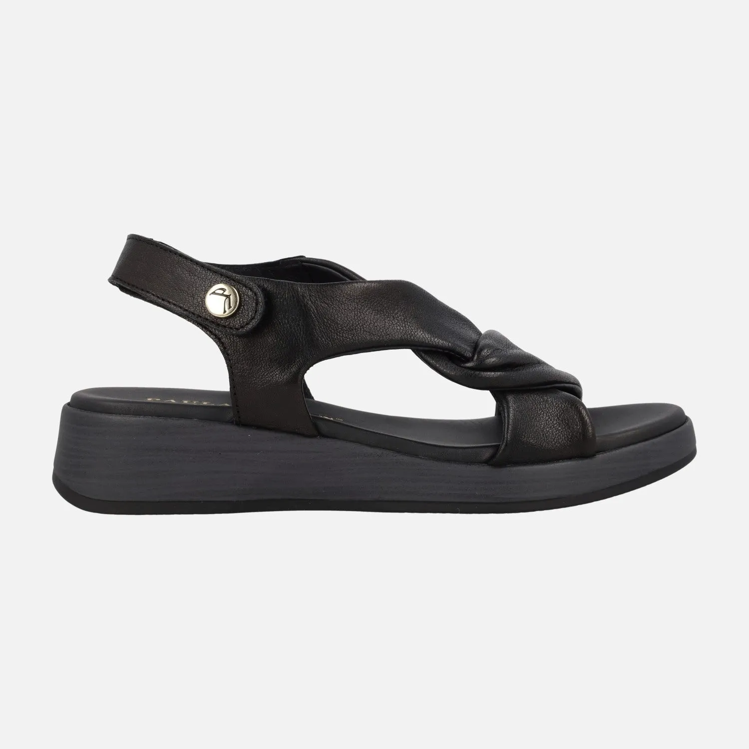 Sandalias bajas de piel con cierre de velcro y nudo