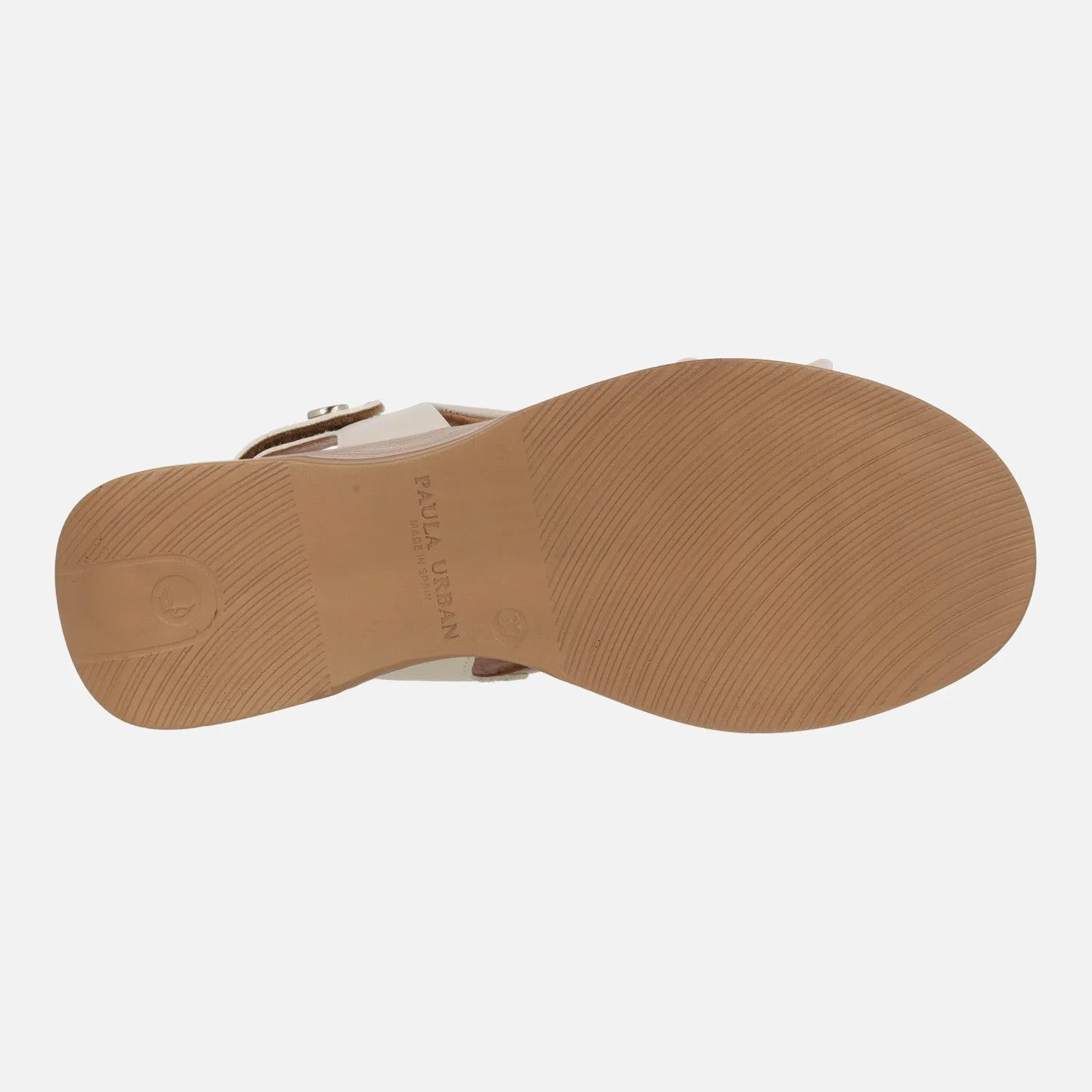 Sandalias bajas de piel con cierre de velcro y nudo