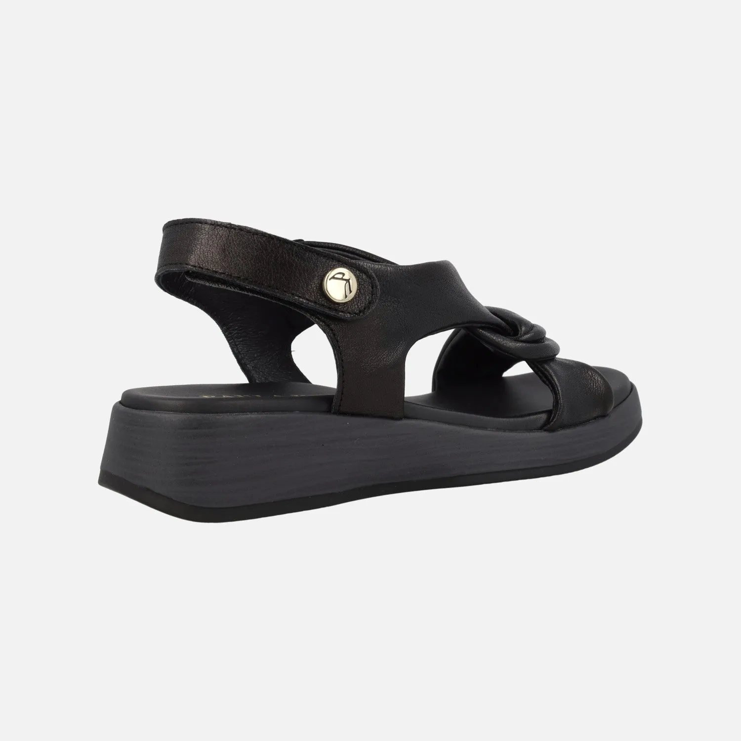 Sandalias bajas de piel con cierre de velcro y nudo