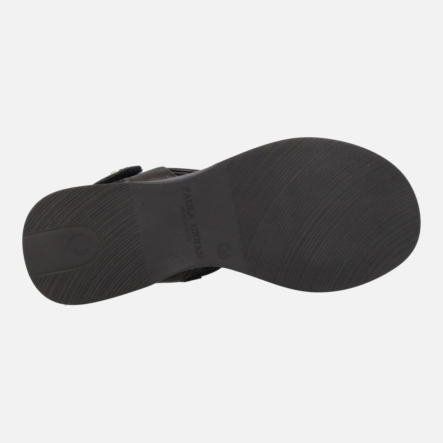 Sandalias bajas de piel con cierre de velcro y nudo