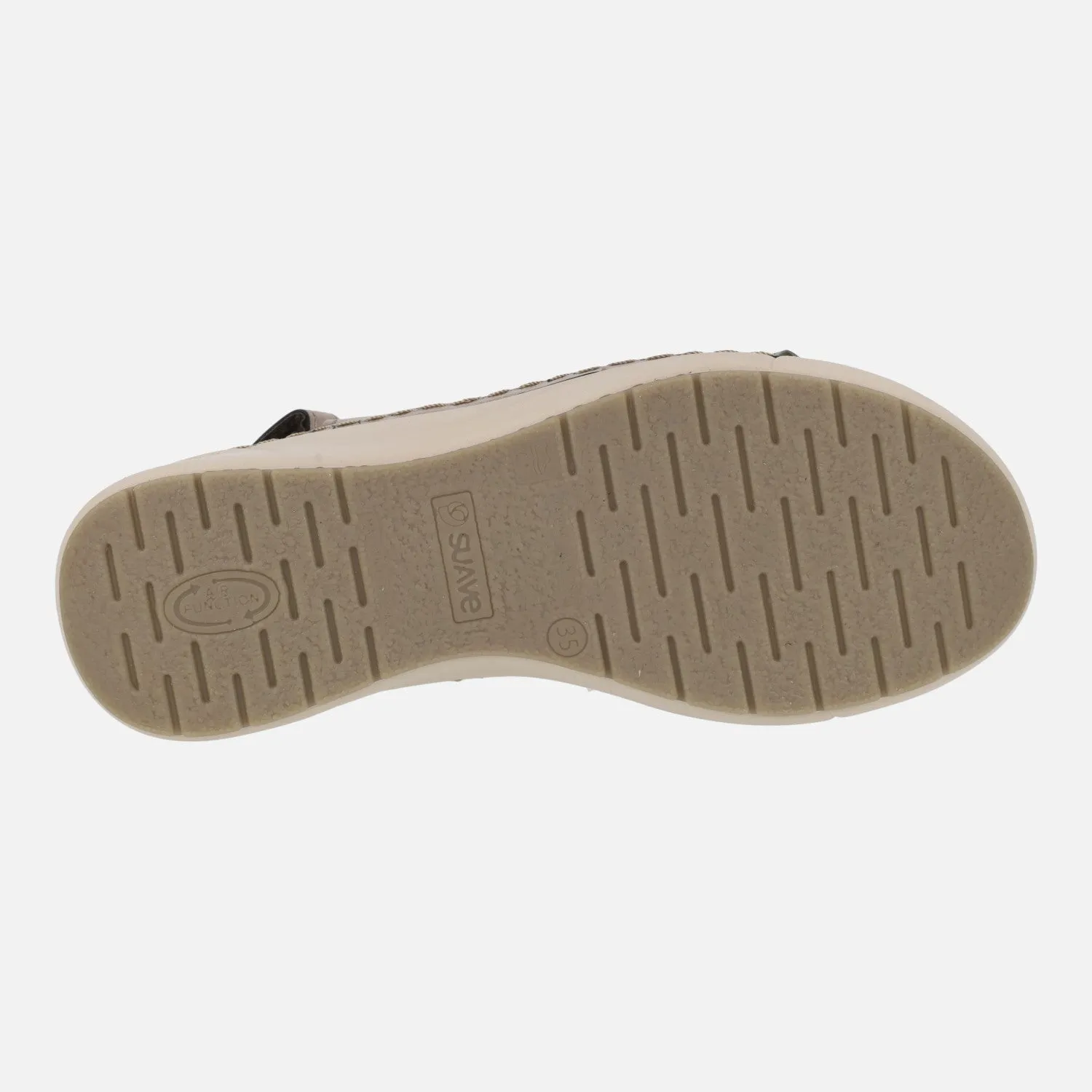 Sandalias confort combinadas en beige y verde con cierre de velcro