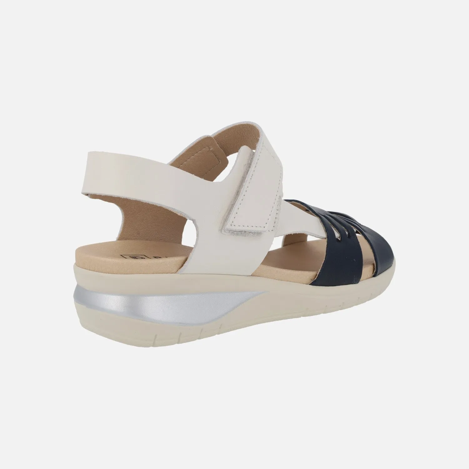 Sandalias confort combinadas en hielo y marino con cierre de velcro