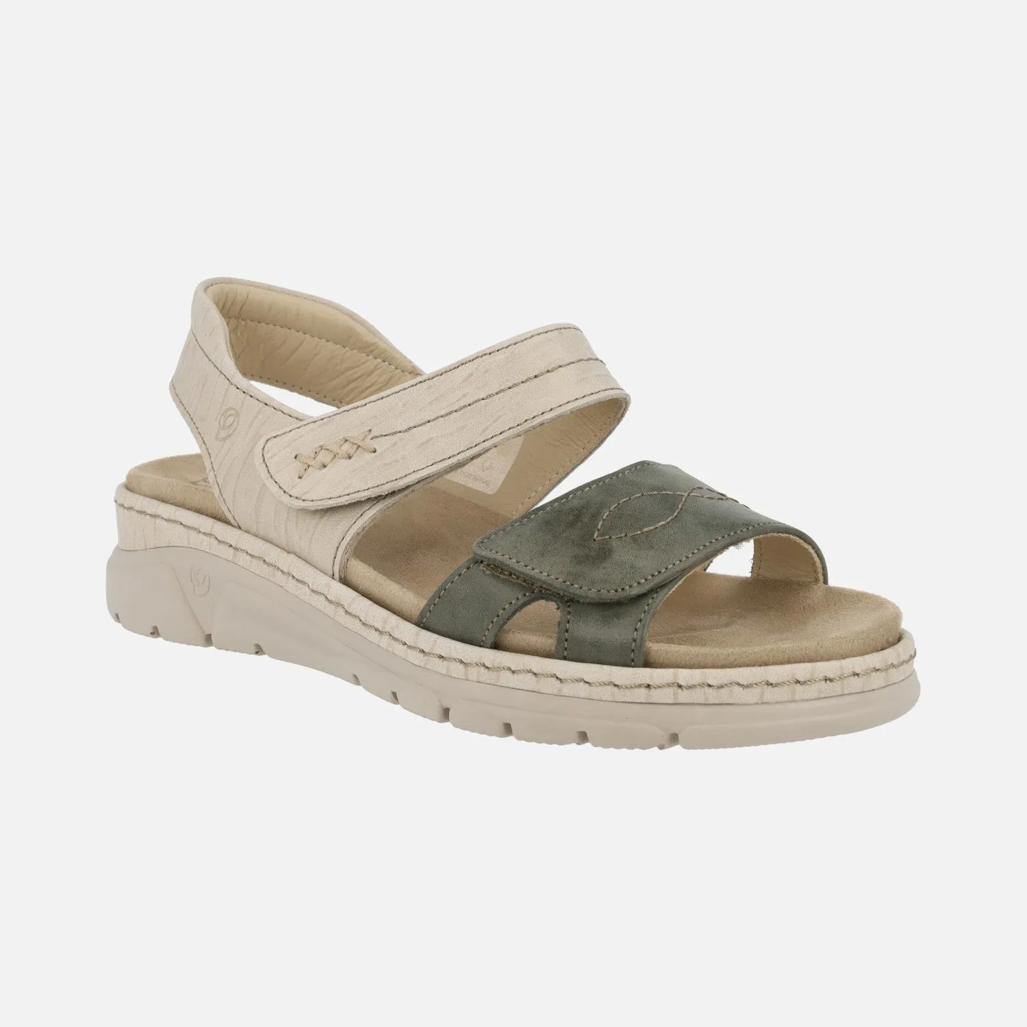 Sandalias confort deportivas con cierre de velcro en beige y kaki