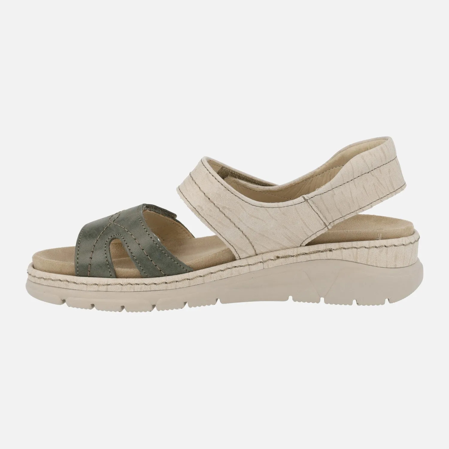 Sandalias confort deportivas con cierre de velcro en beige y kaki