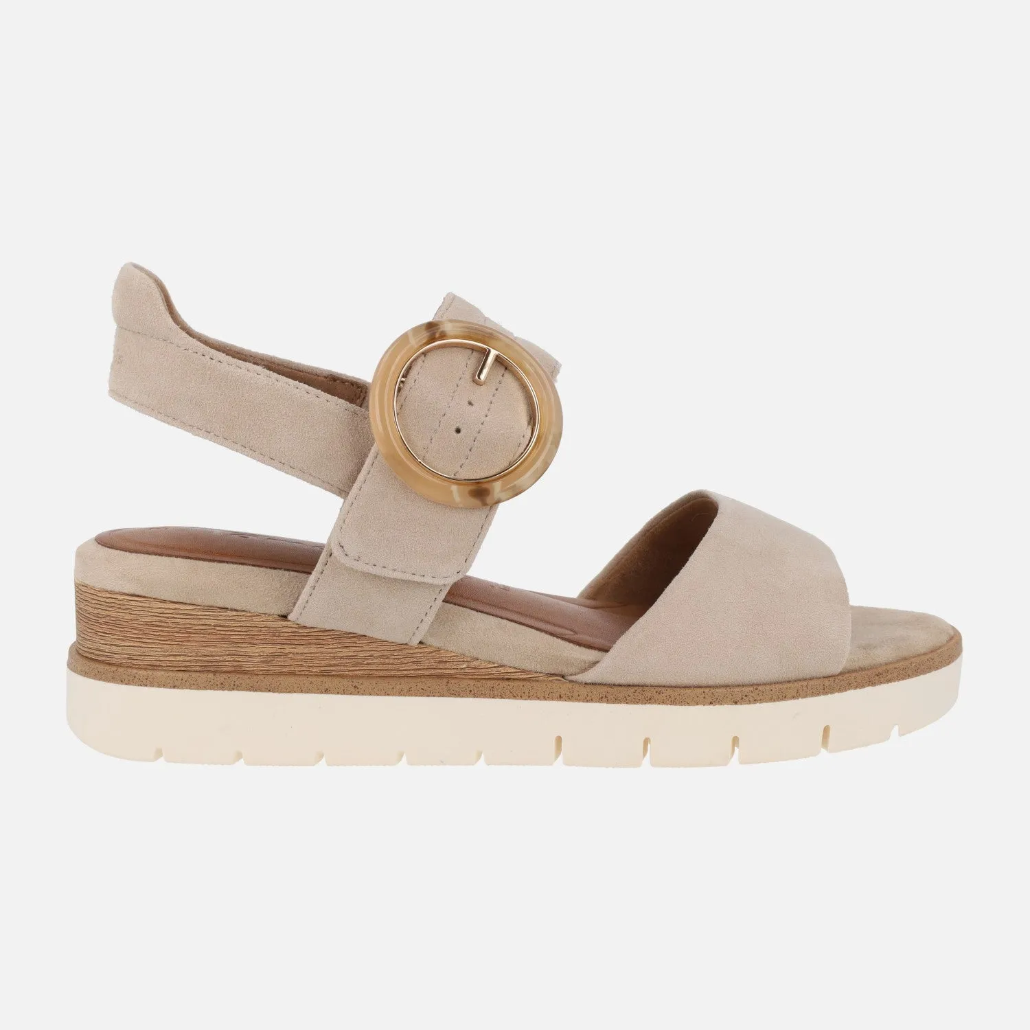 Sandalias de ante con hebilla de carey y cierre de velcro