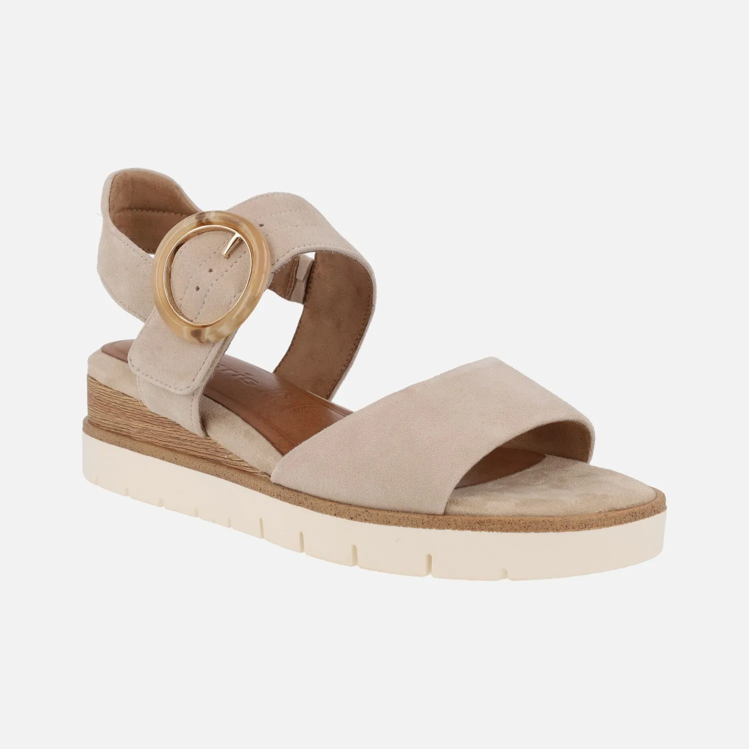 Sandalias de ante con hebilla de carey y cierre de velcro