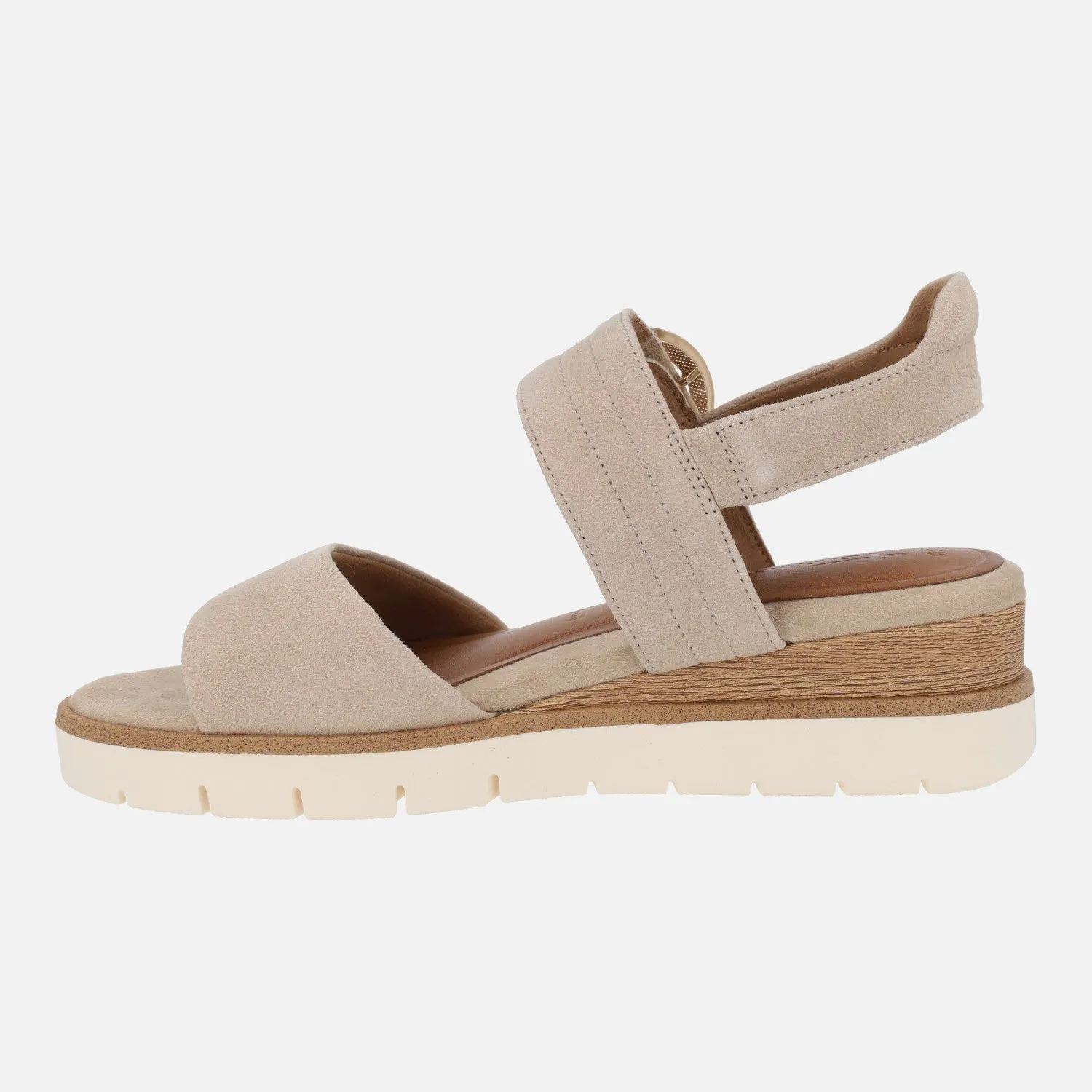 Sandalias de ante con hebilla de carey y cierre de velcro